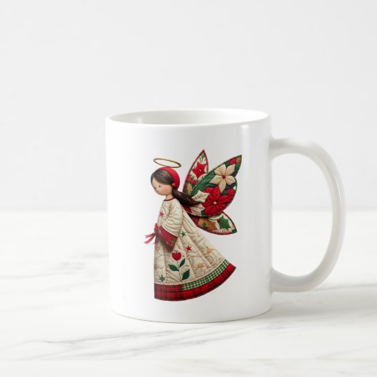 クリスマスの天使とホリデーフラワー コーヒーマグカップ (右)