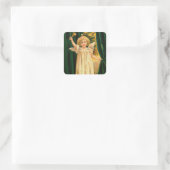 クリスマスの天使のイラスト ヴィンテージ スクエアシール (バッグ)