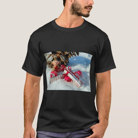 クリスマスの天使のフェスティブグラフィック Tシャツ (正面)