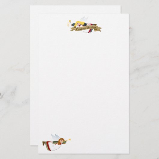 クリスマスの天使のレターヘッド/文房具 便箋 (正面/裏面)