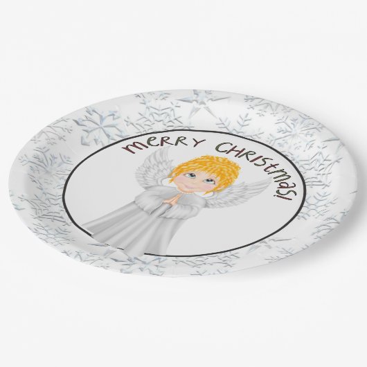 クリスマスの天使の休日の紙皿 ペーパープレート (アングル)