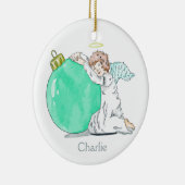 クリスマスの天使の名前をカスタムするのオーナメント セラミックオーナメント (右)