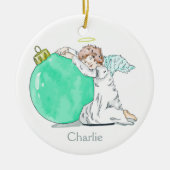 クリスマスの天使の名前をカスタムするのオーナメント セラミックオーナメント (正面)