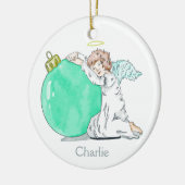 クリスマスの天使の名前をカスタムするのオーナメント セラミックオーナメント (左)