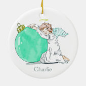 クリスマスの天使の名前をカスタムするのオーナメント セラミックオーナメント (裏面)