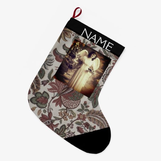 クリスマスの天使の名前をカスタムするのクリスマスのストッキング ラージクリスマスストッキング (正面 (吊り時))