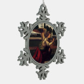 クリスマスの天使の天恵の装飾 スノーフレークピューターオーナメント (左)