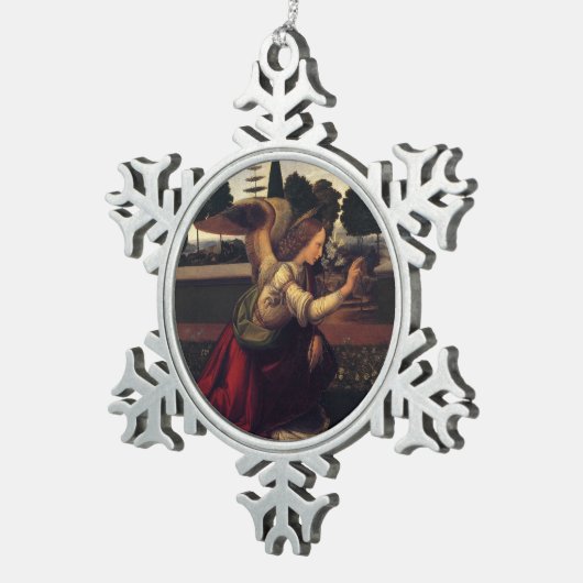 クリスマスの天使の天恵の装飾 スノーフレークピューターオーナメント (右)