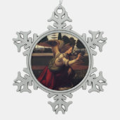 クリスマスの天使の天恵の装飾 スノーフレークピューターオーナメント (正面)