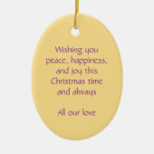 クリスマスの天使の平和、幸福の紫色のオーナメント セラミックオーナメント (正面)