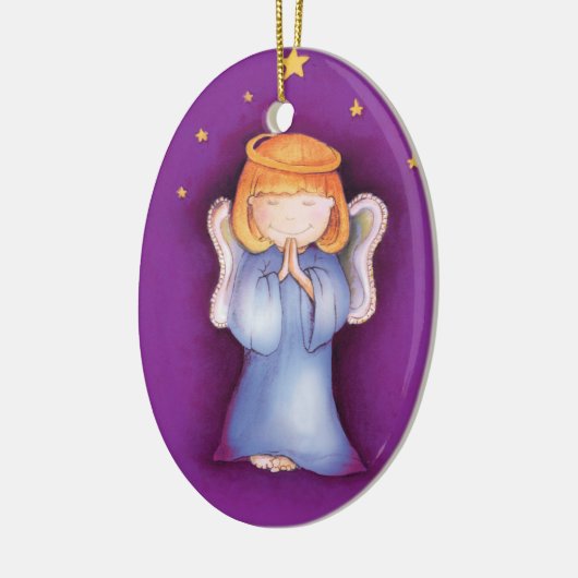 クリスマスの天使の平和、幸福の紫色のオーナメント セラミックオーナメント (左)