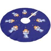 クリスマスの天使の祈る青いクリスマスツリーのスカート ブラッシュドポリエステルツリースカート (アングル)