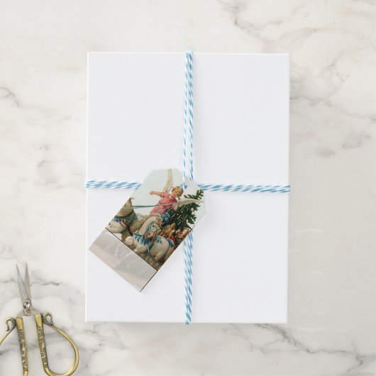 クリスマスの天使の贈り物 ギフトタグ (より糸付き)