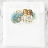 クリスマスの天使を歌う 長方形シール (バッグ)