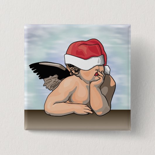 クリスマスの天使ボタン 缶バッジ (正面)