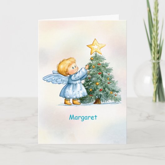 クリスマスの天使 スイートで心のこもったカスタマイズ カード (正面)