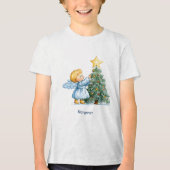 クリスマスの天使 スイートで心温まるカスタマイズ トライブレンドTシャツ (正面)