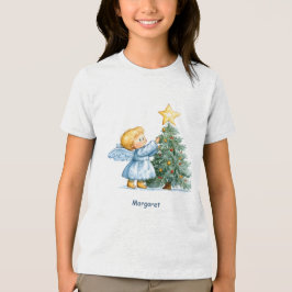 クリスマスの天使 スイートで心温まるカスタマイズ トライブレンドTシャツ