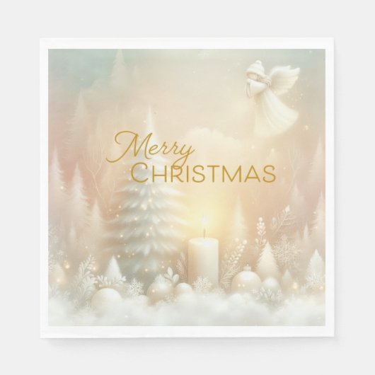 クリスマスの天使 ファンタジー 雪景色 スタンダードランチョンナプキン (正面)