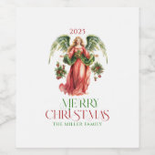 クリスマスの天使 メリークリスマス タイポグラフィ ワインラベル (シングルラベル)