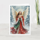 クリスマスの天使 喜びと良い知らせ クリスマスグリーティング シーズンカード (正面)