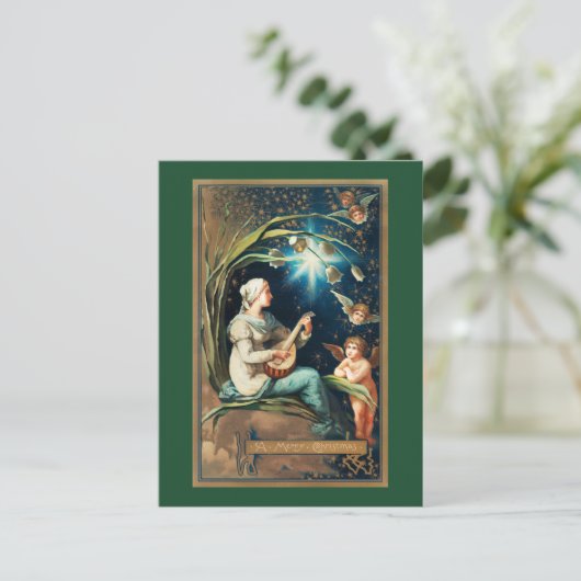 クリスマスの天使、星、女性と月 シーズンポストカード (スタンド正面)