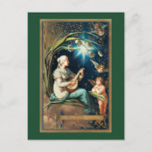クリスマスの天使、星、女性と月 シーズンポストカード (正面)