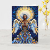 クリスマスの天使 5x7 クリスマスカード カード (黄色い花)