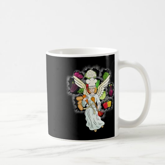 クリスマスの天国料理野菜キッチンシェフ コーヒーマグカップ (右)
