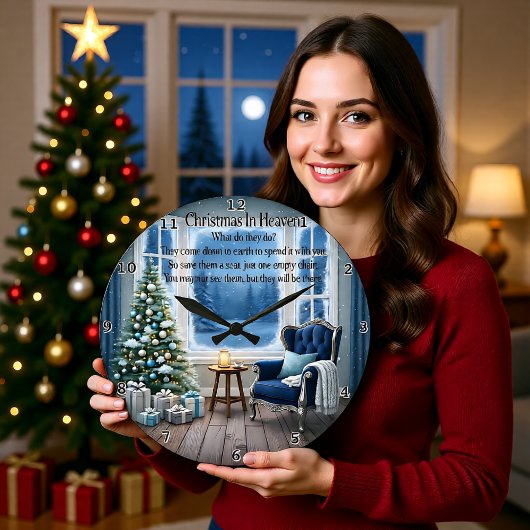 クリスマスの天国 空の椅子 ラージ壁時計