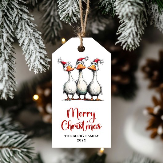クリスマスの奇想天外なおバカなガチョウのギフトタグ ギフトタグ