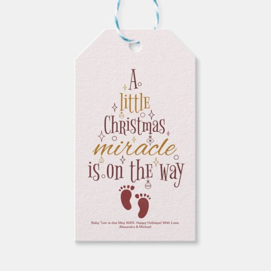 クリスマスの奇跡の妊娠の発表 ギフトタグ (正面)