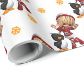 クリスマスの女の子と鳥 ラッピングペーパー (ロールコーナー)