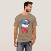 クリスマスの女の子のためのクリスマスソックスで可愛いAolotls Tシャツ (正面フル)