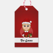 クリスマスの女の子の漫画のギフトラベル ギフトタグ (正面)