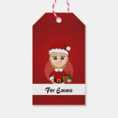 クリスマスの女の子の漫画のギフトラベル ギフトタグ (裏面)