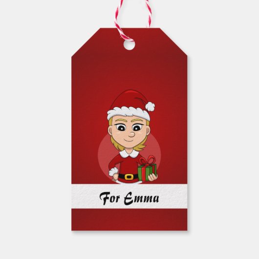 クリスマスの女の子の漫画のギフトラベル ギフトタグ (裏面)