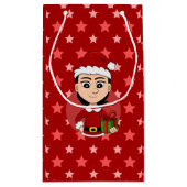 クリスマスの女の子の漫画の小さな抱き枕 スモールペーパーバッグ (裏面)