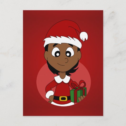 クリスマスの女の子の漫画 シーズンポストカード (正面)