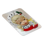 クリスマスの女の子の頭の花瓶が存在するホリーかわいい マグネット (右側)