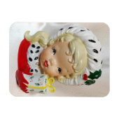 クリスマスの女の子の頭の花瓶が存在するホリーかわいい マグネット (横)