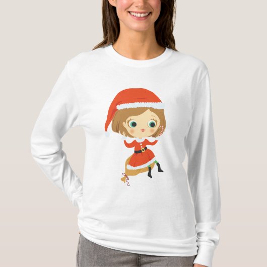クリスマスの女性のPJ Tシャツ (正面)