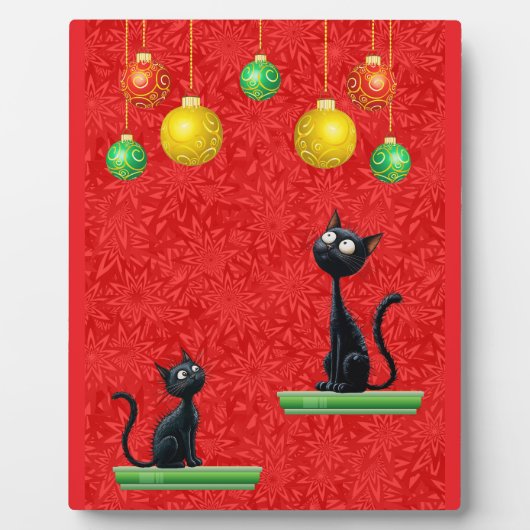クリスマスの好奇な猫たち フォトプラーク (正面)