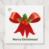クリスマスの好意ギフトラベルラベルホリデーレッドボウ フェイバータグ (正面)