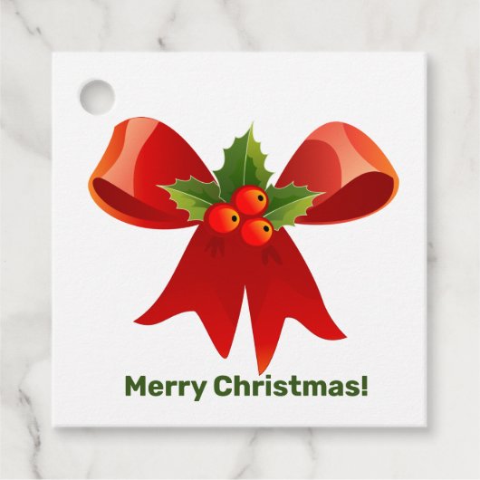 クリスマスの好意ギフトラベルラベルホリデーレッドボウ フェイバータグ (正面)