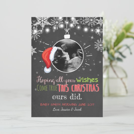 クリスマスの妊娠の超音波の発表の喜び シーズンカード (スタンド正面)