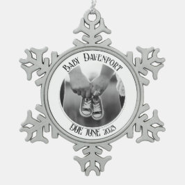 クリスマスの妊娠写真 スノーフレークピューターオーナメント