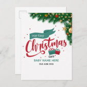 クリスマスの妊娠告知カードのパーソナライズ 案内ポストカード (正面/裏面)