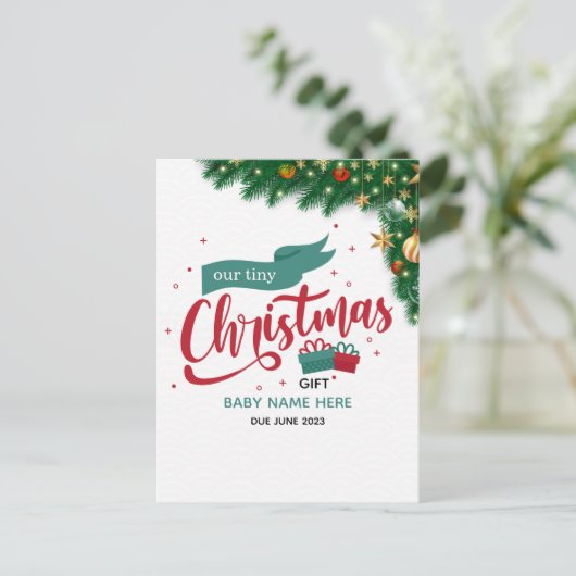 クリスマスの妊娠告知カードのパーソナライズ 案内ポストカード (スタンド正面)