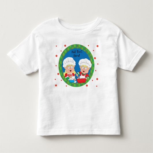 クリスマスの妖精がケーキを焼く トドラーTシャツ (正面)